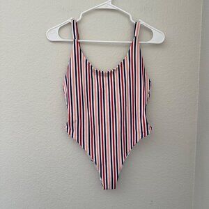 Bright Swimwear Striped Multicolor One Piece Sz M